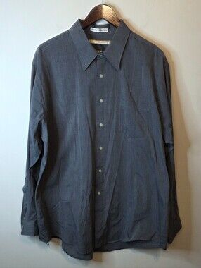 John Henry Men's Gray Dress Shirt Long Sleeve Button Up Pocket Size 18 (34-35)